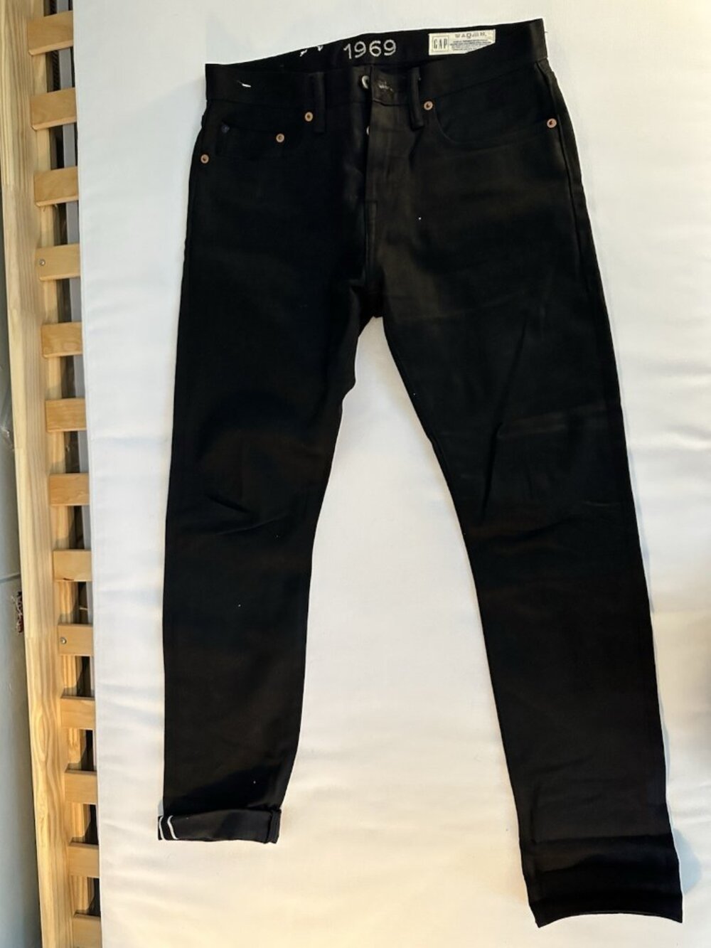 GAP 1969 Jeans Men’s Black Japanese Selvedge Denim Slim Redline 30x30